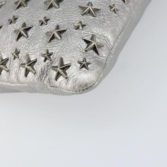 Jimmy Choo Studs Clutch Bag Leather Silver Auth 160738 - Picture 14 of 16